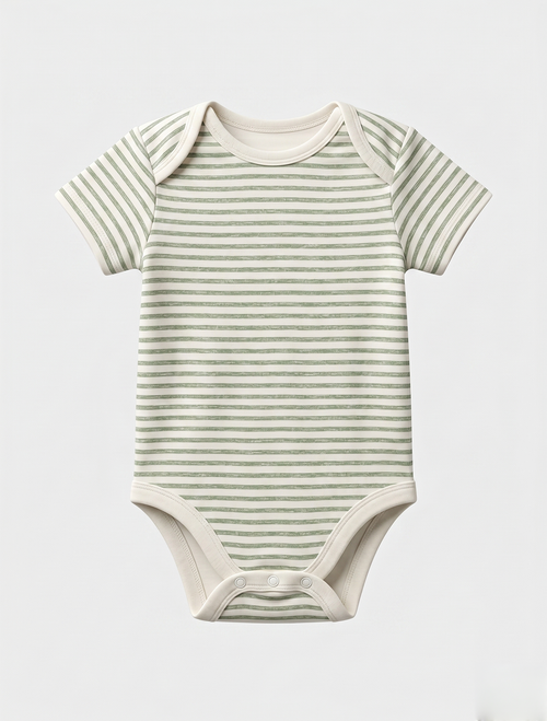 GREEN STRIPED ONESIE