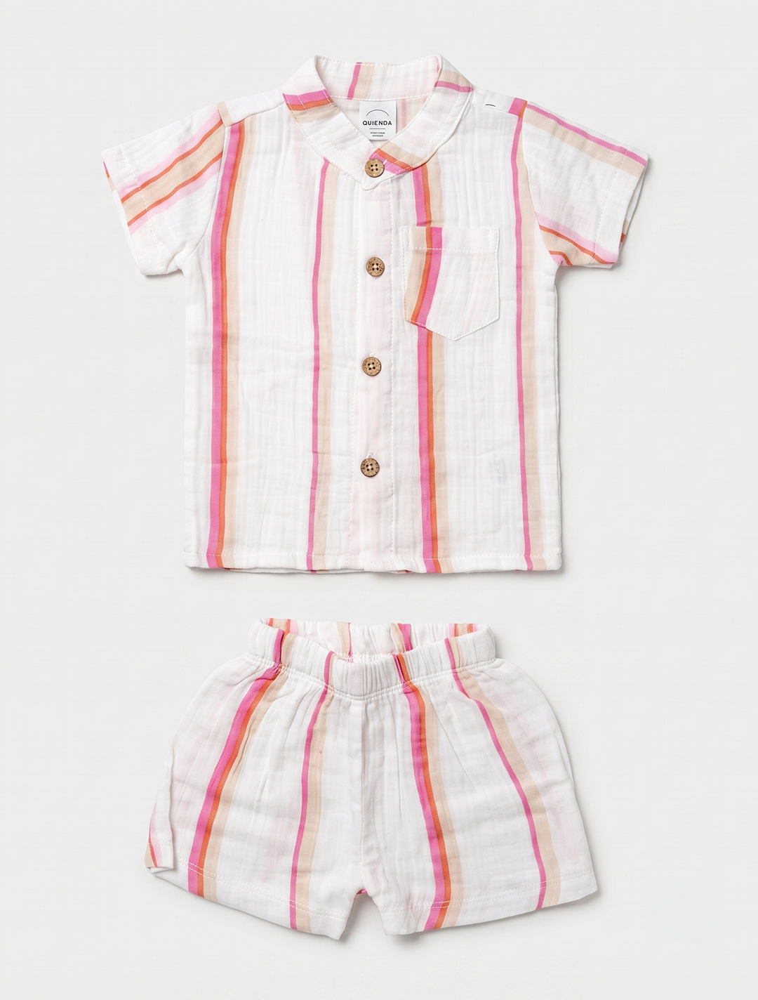 Striped Muslin Shirt & Shorts Co-ord Set – Pink Multi