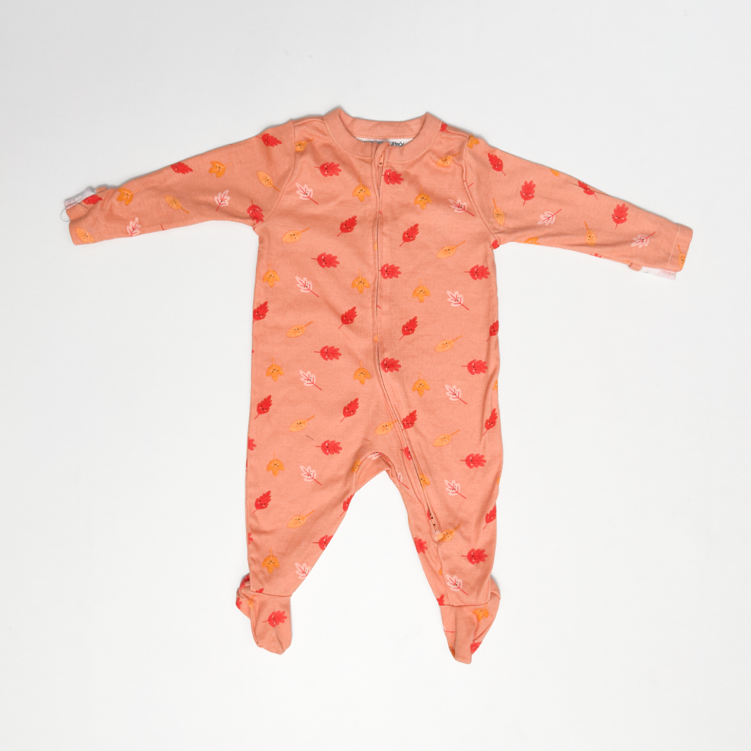 ORANGE PATTERNED ZIPPER SLEEPSUIT
