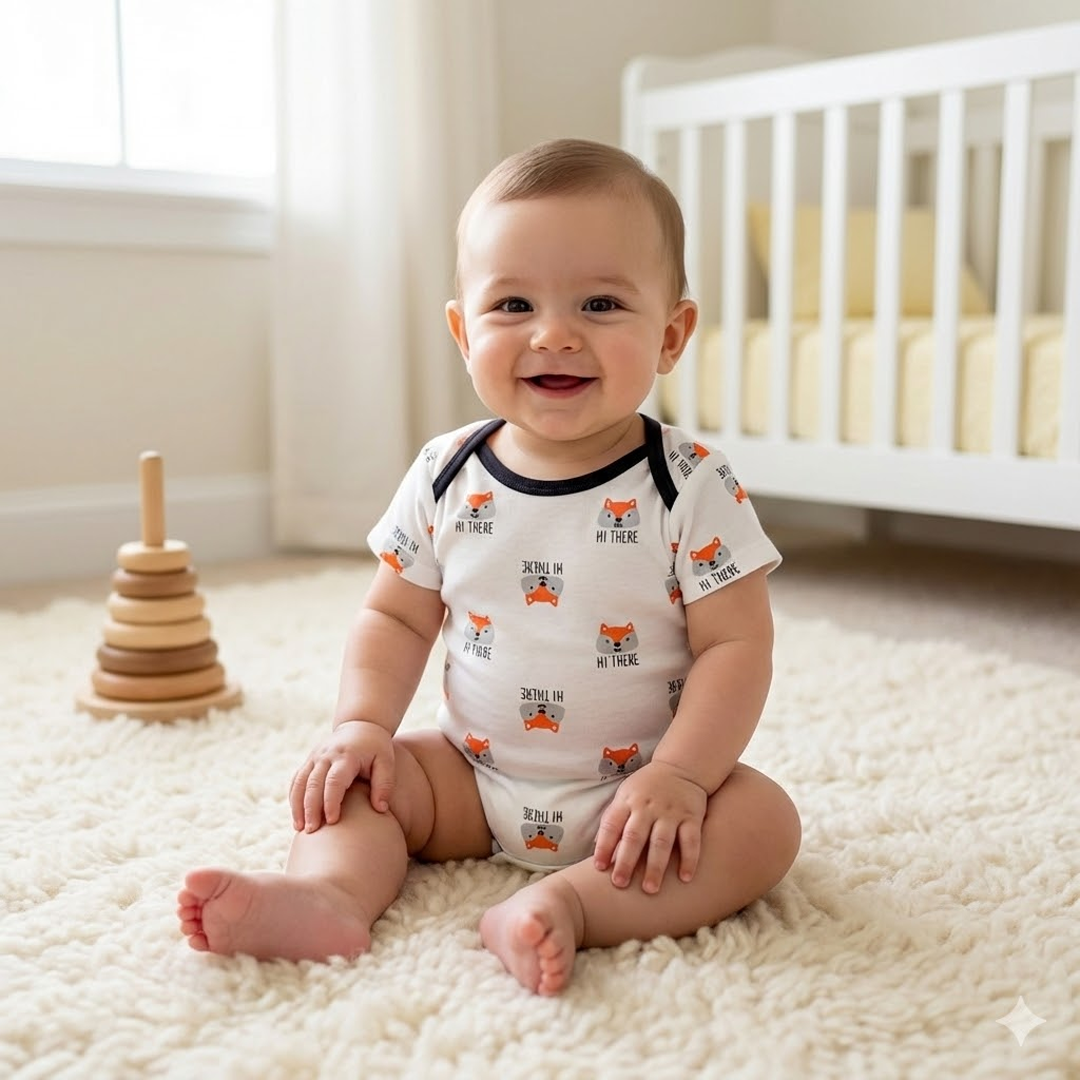 WHITE PATTERNED ONESIE