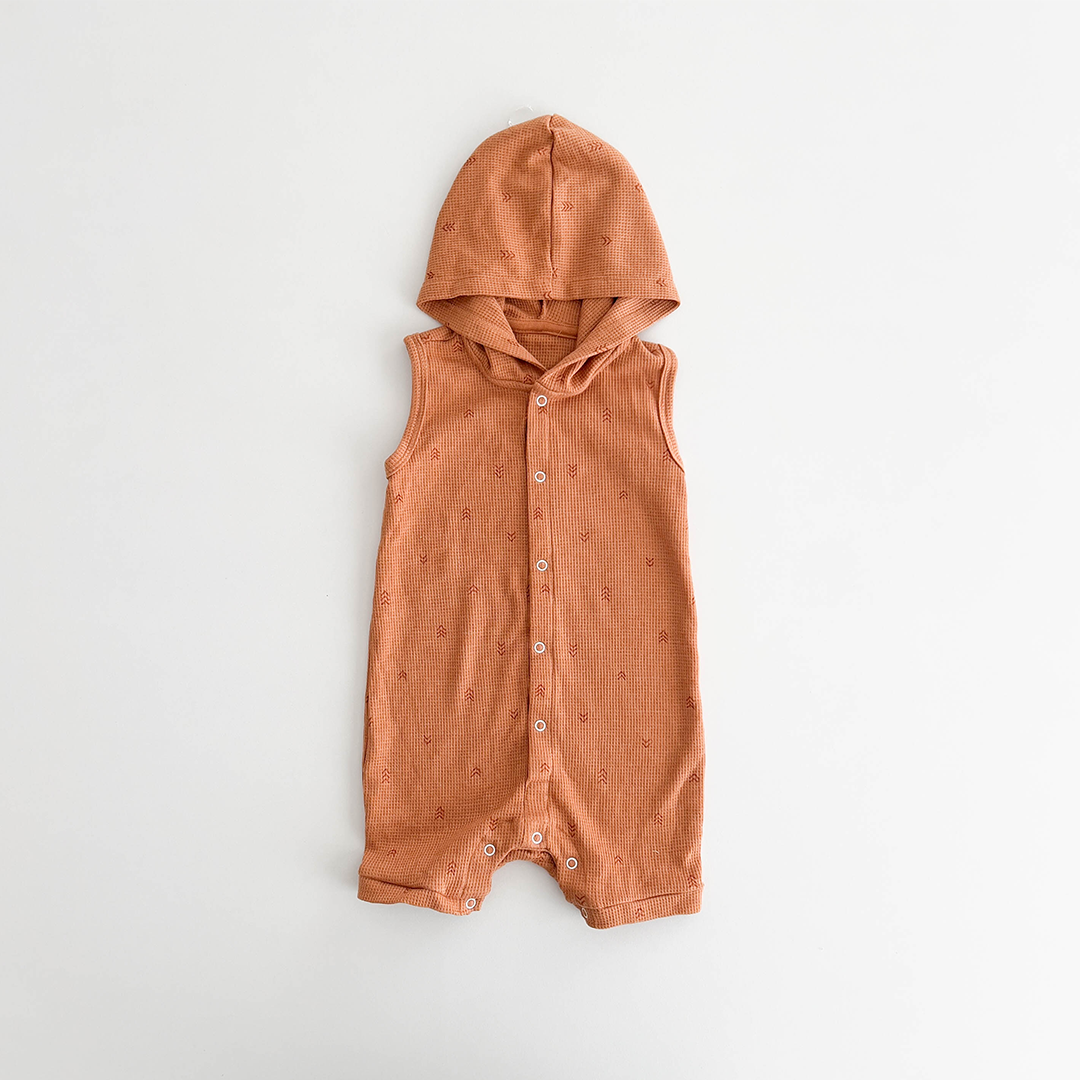 ORANGE BROWN HOODED JUMPSUIT