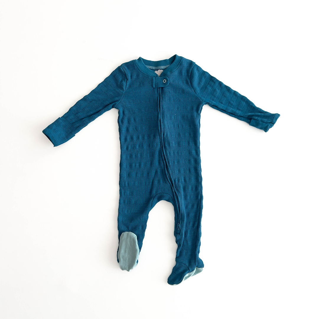 FRENCH BLUE RIBBED SLEEPSUIT