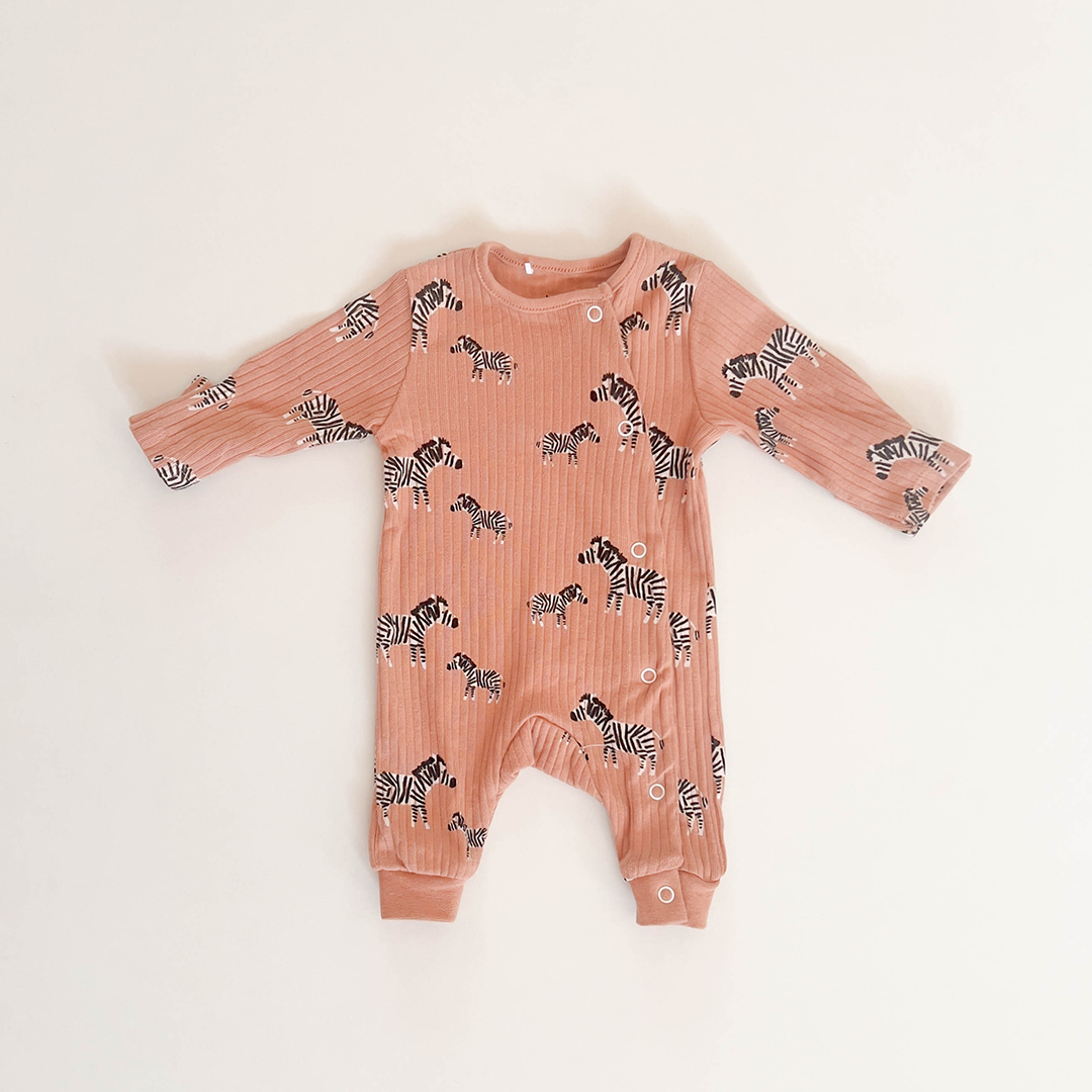 BROWN ZEBRA PATTERNED ROMPER