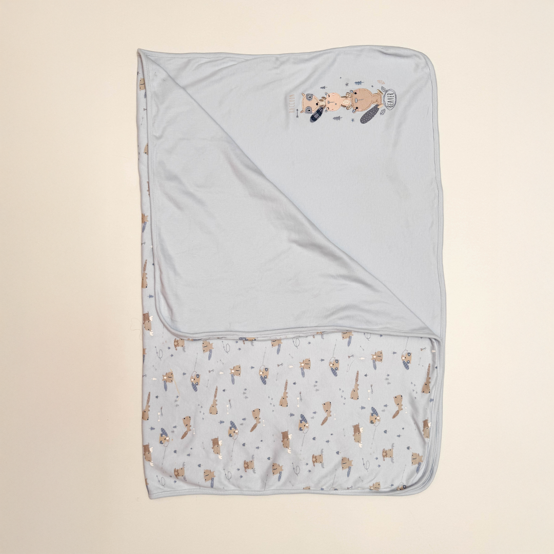BLUE PRINTED DOUBLE SIDE SWADDLE