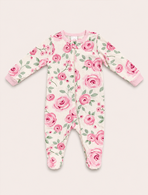 Pink floral zipper sleepsuit