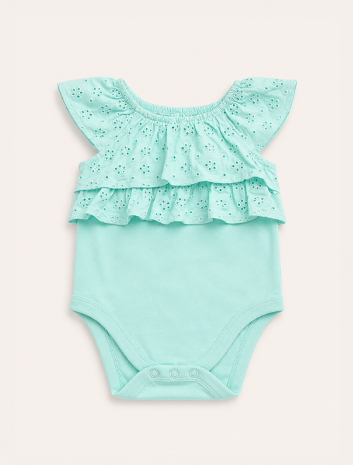 Aqua green ruffles onesie