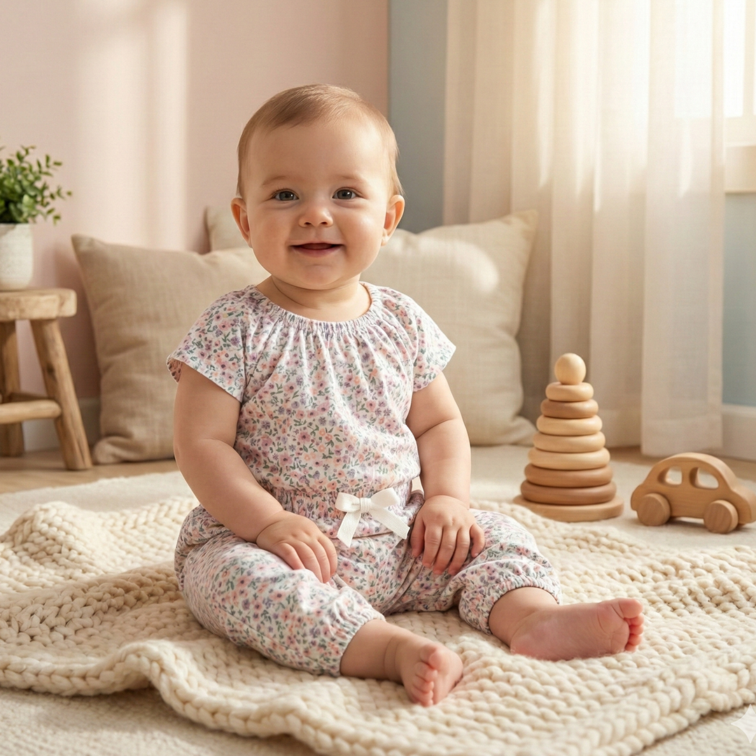 PINK FLORAL FULL ROMPER