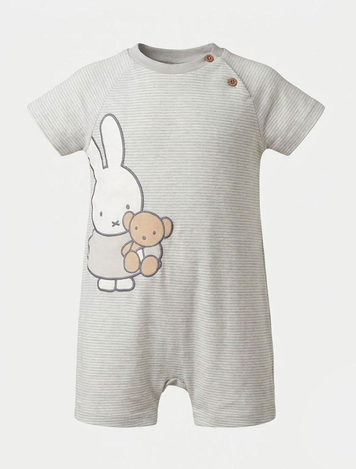 Grey and white stripes bunny jumpsuit