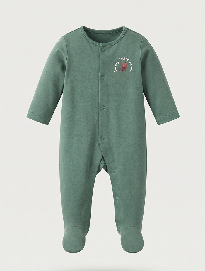 Green button printed sleep suit