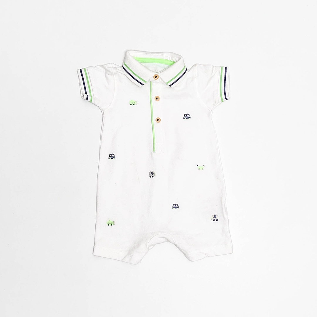 PREMIUM WHITE CAR PATTERNED JUMPSUIT