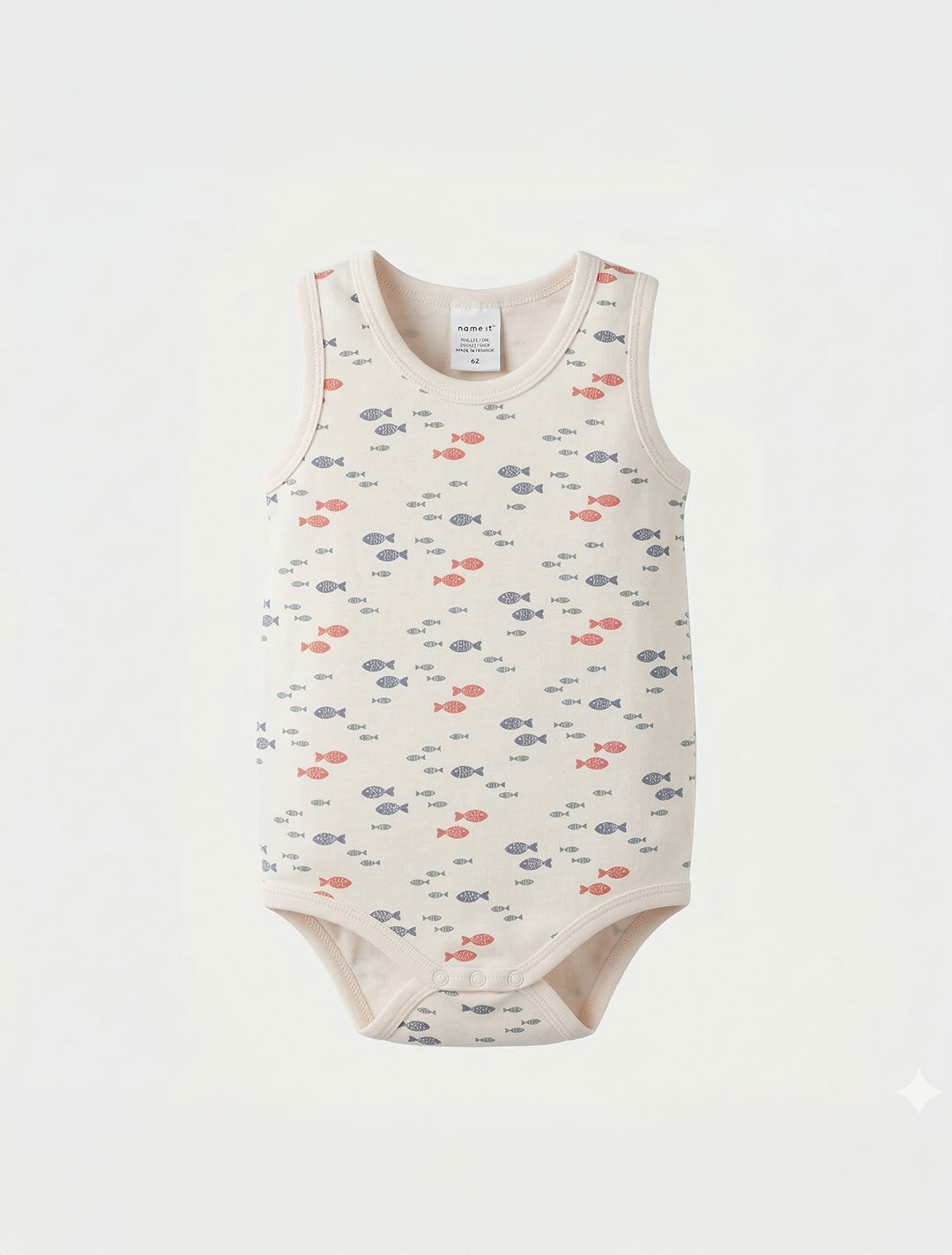 FISH PRINTED SLEEVELESS ONESIE