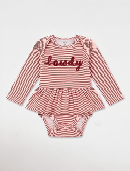 BROWN RED STRIPED SUNSUIT