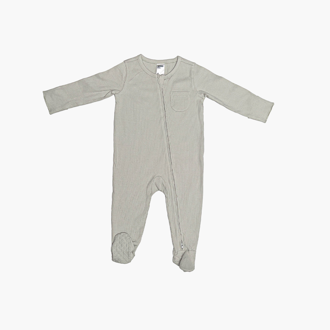 SAGE GREEN RIBBED SLEEPSUIT