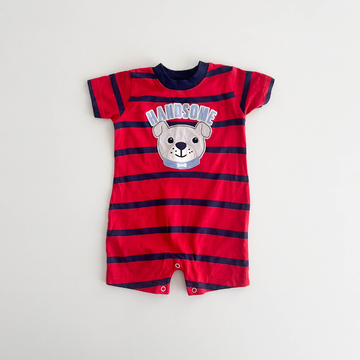 BOYS RED STRIPED JUMPSUIT