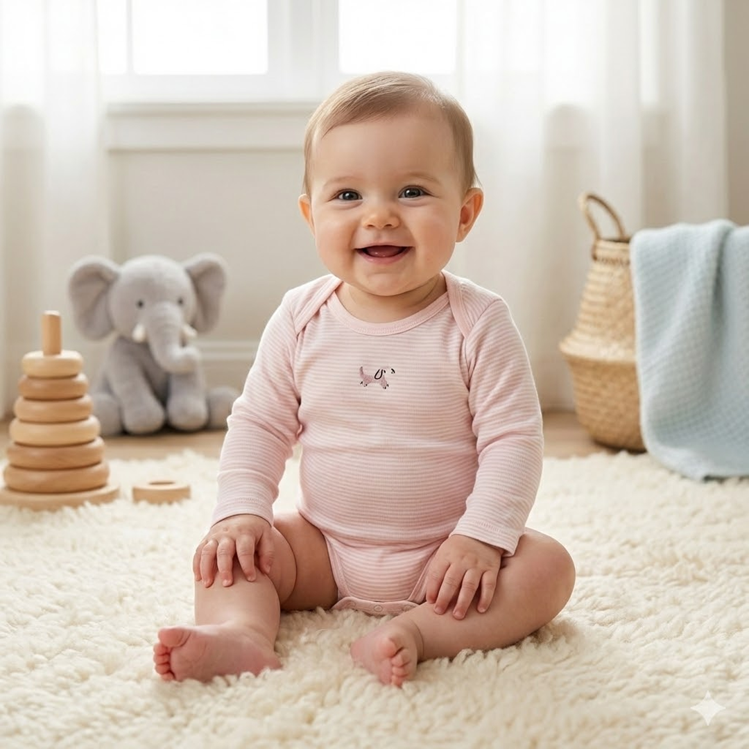 PINK WHITE STRIPED ONESIE