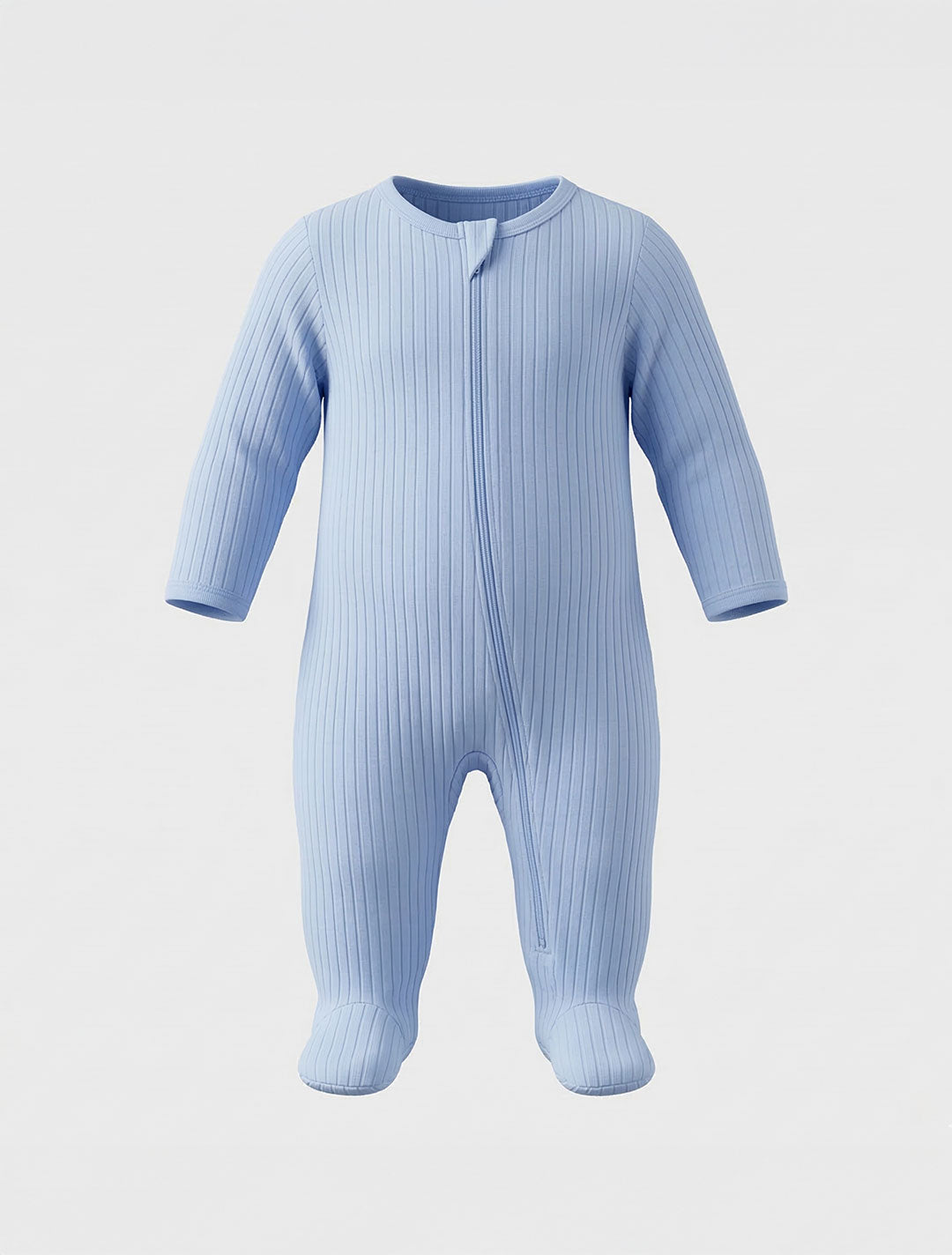 BLUE RIBBED ZIPPER SLEEPSUIT