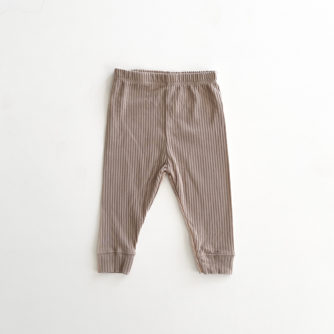 BEIGE CREAM RIBBED COTTON PANTS