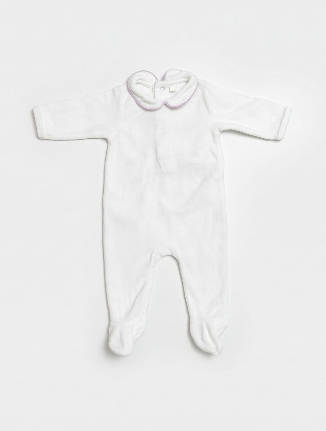 WHITE VELVET SLEEPSUIT