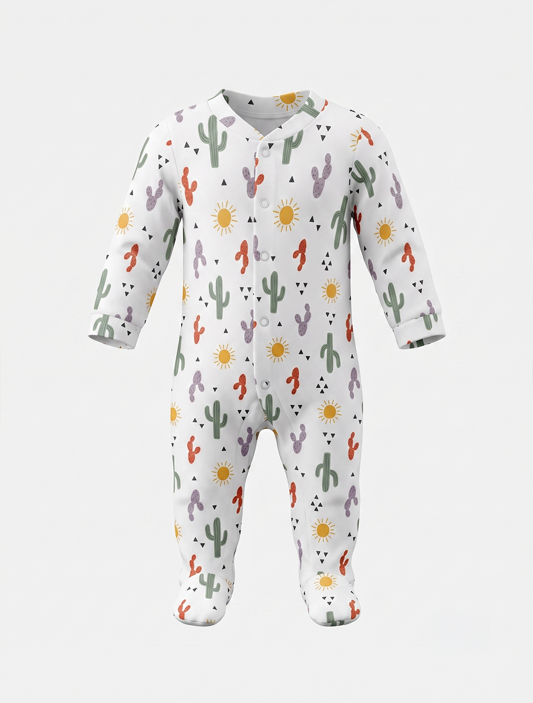 Green cactus printed sleepsuit