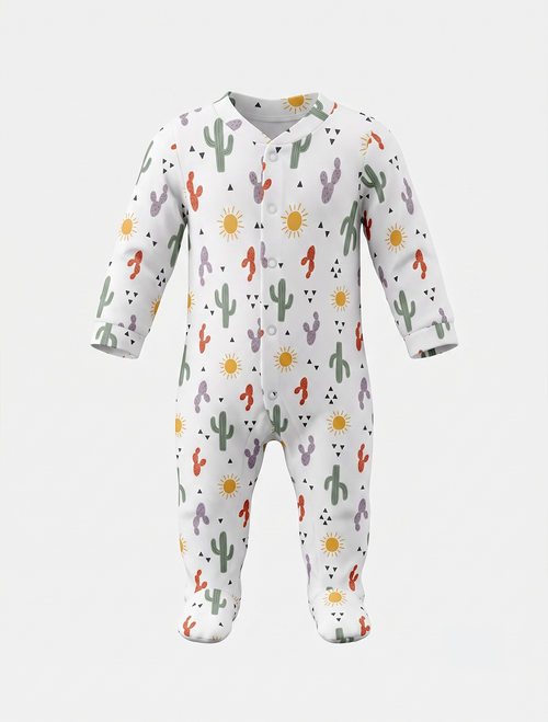 Green cactus printed sleepsuit