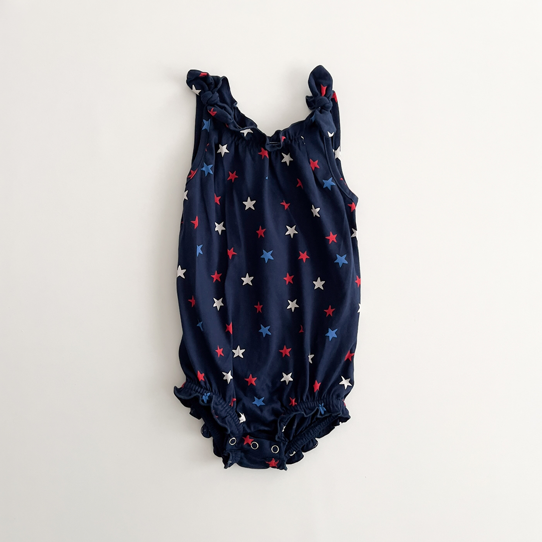 navy blue star printed onesie