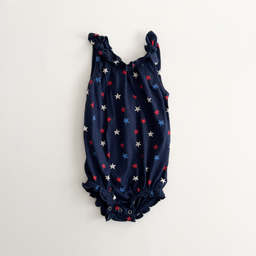 navy blue star printed onesie