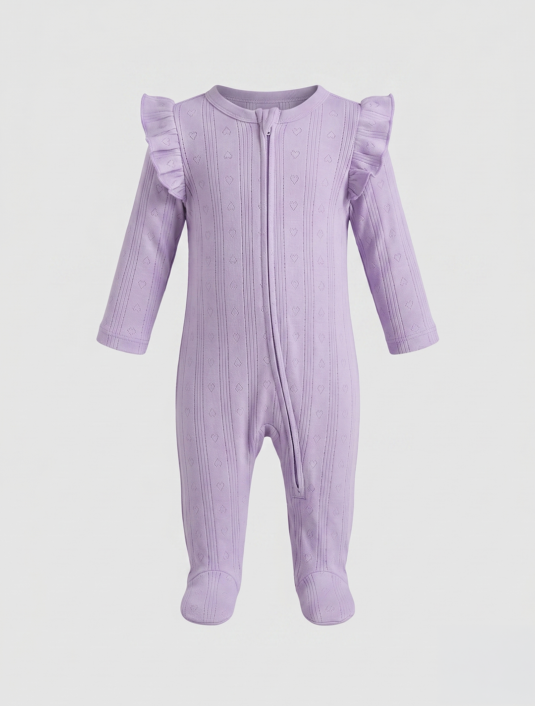 Lavender ponitelle ruffle sleepsuit