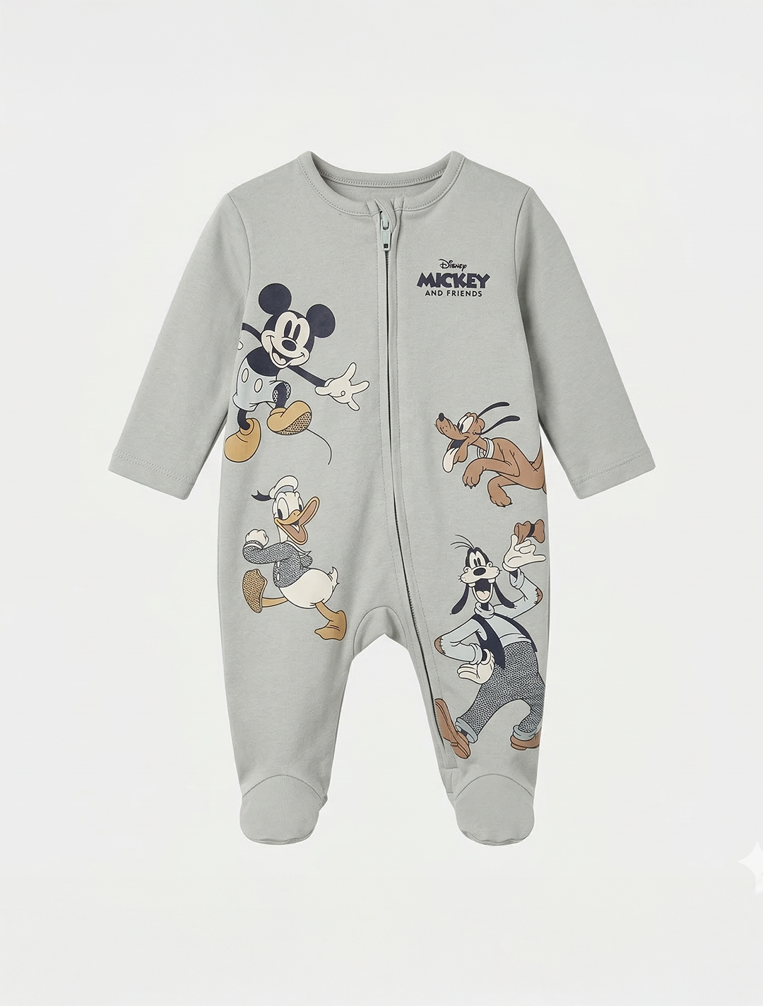 SAGE GREEN MICKEY ZIPPER SLEEPSUIT