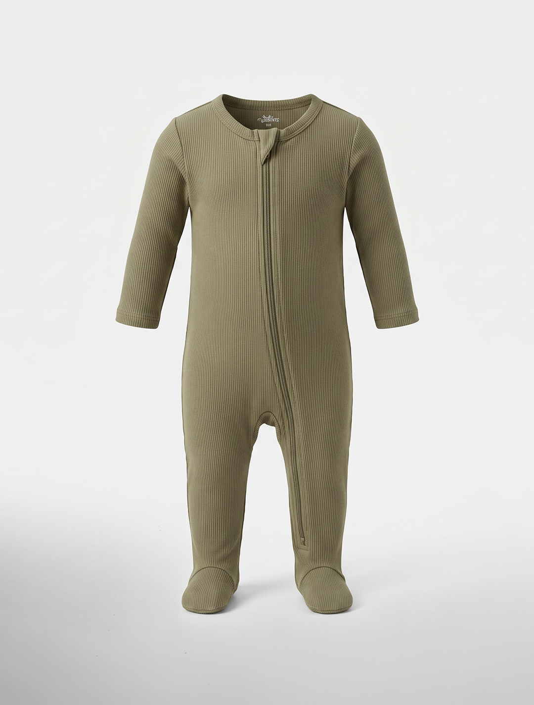 Olive green ribbed sleepsuit