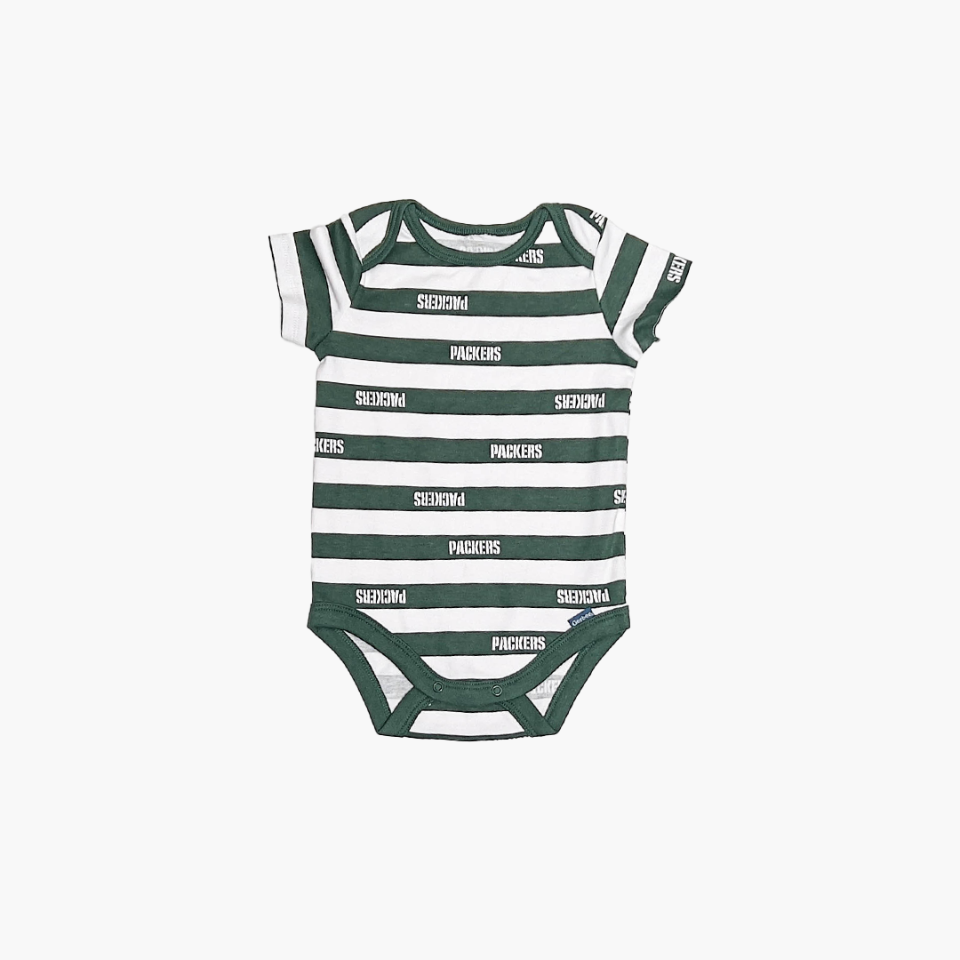 GREEN AND WHITE STRIPED ONESIE