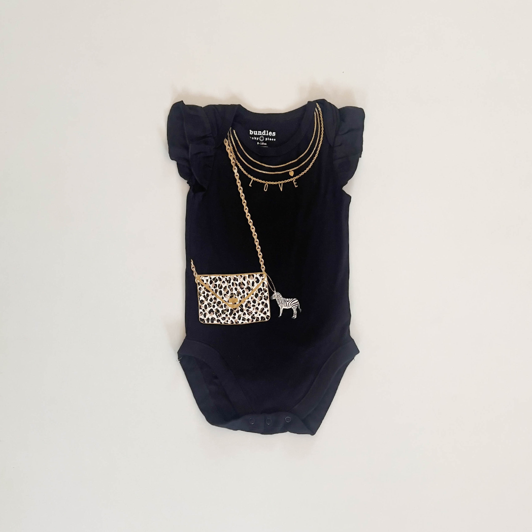 BLACK PRINTED ONESIE