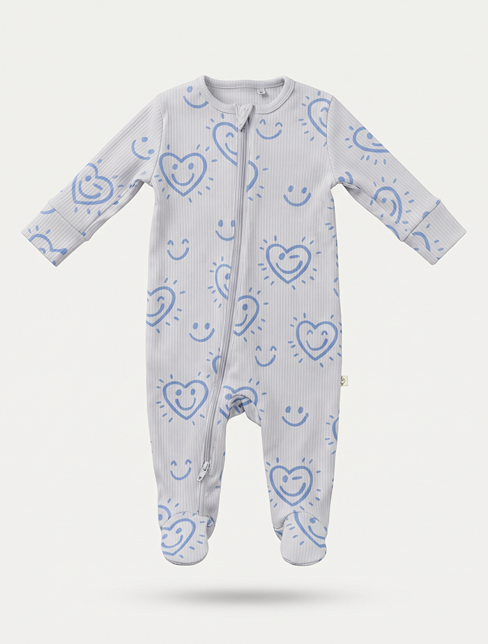 Lavender ribbed zipper sleepsuit