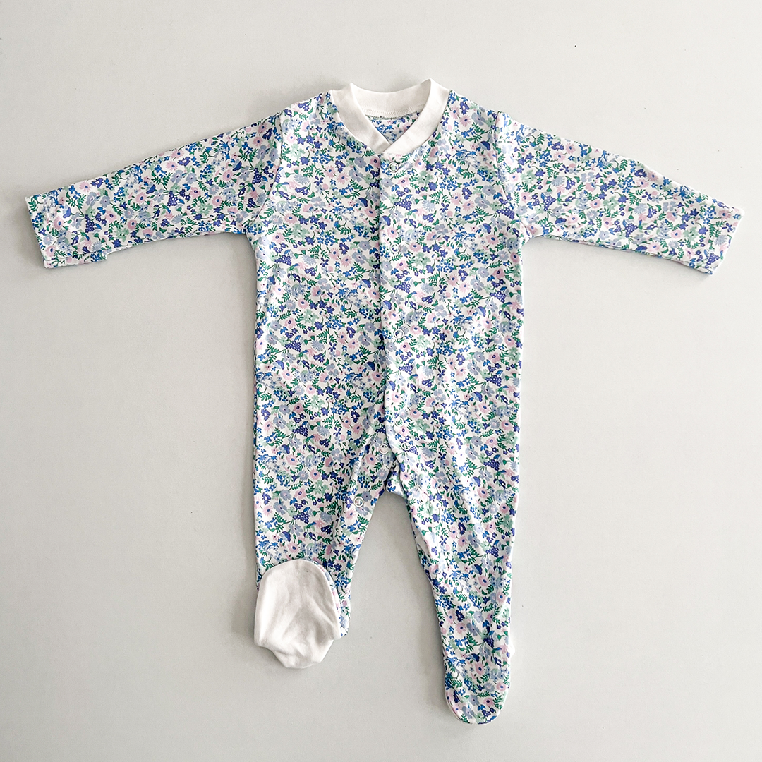 Purple and blue floral sleepsuit