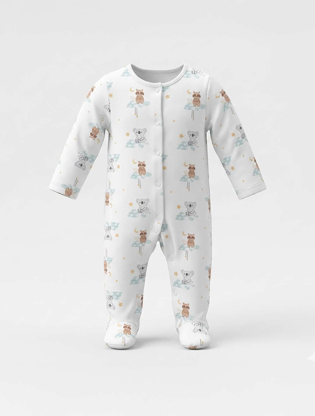 WHITE PRINTED SLEEPSUIT
