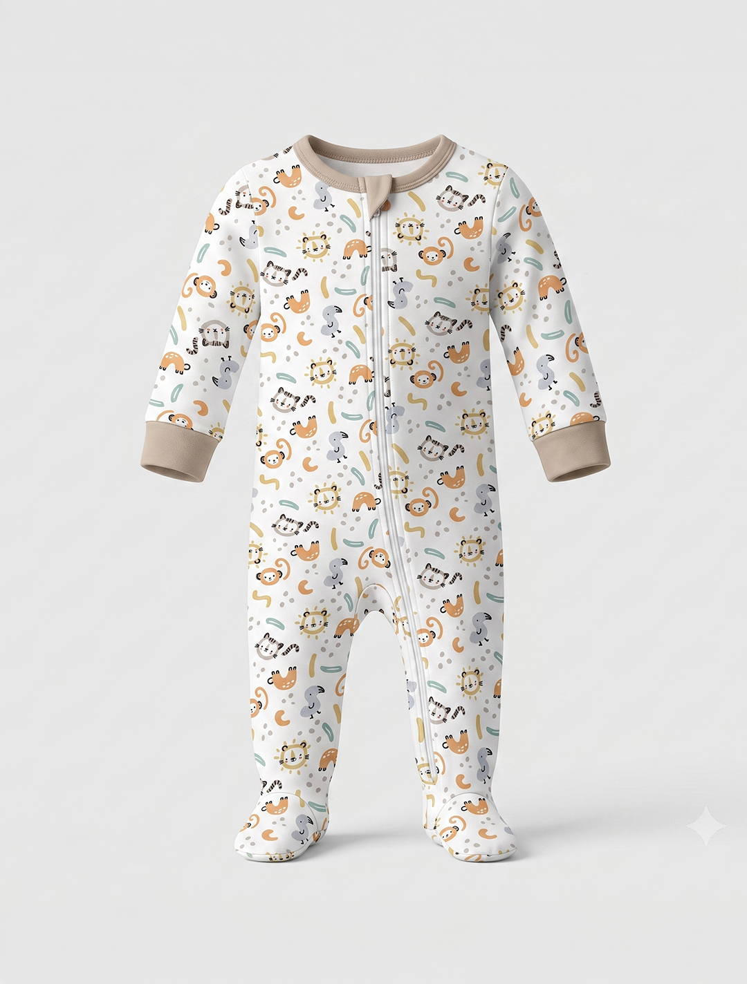 Off white printed zipper sleepsuit