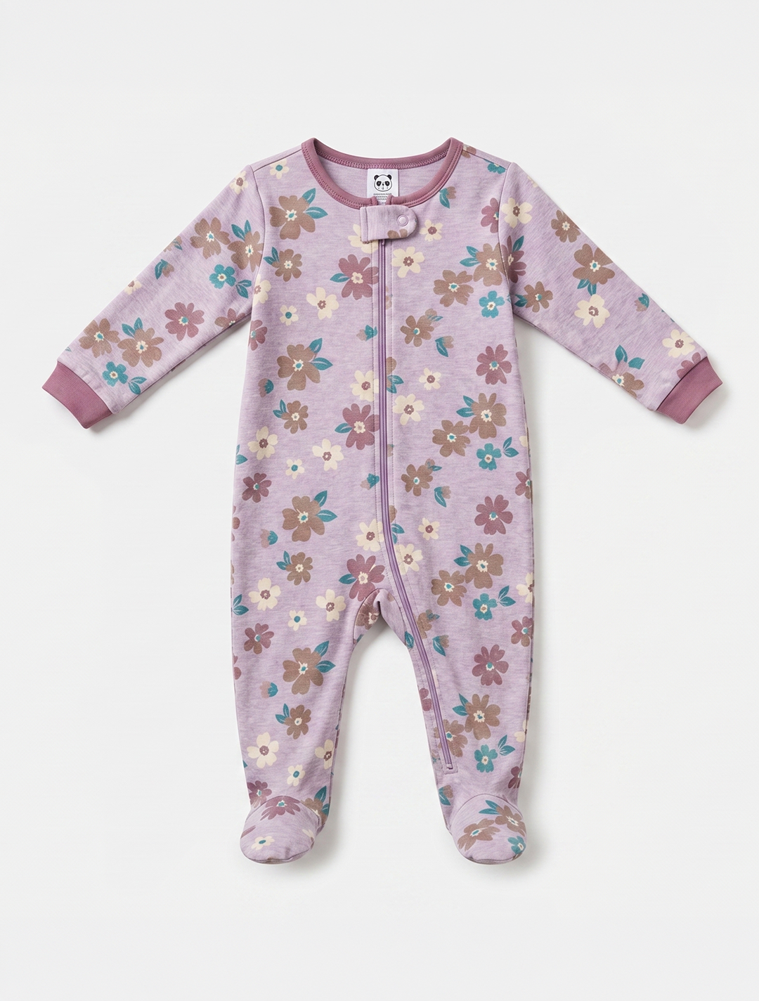 Lavender floral zipper sleepsuit