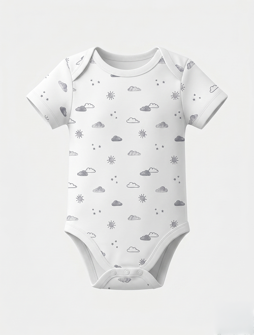 WHITE PRINTED ONESIE