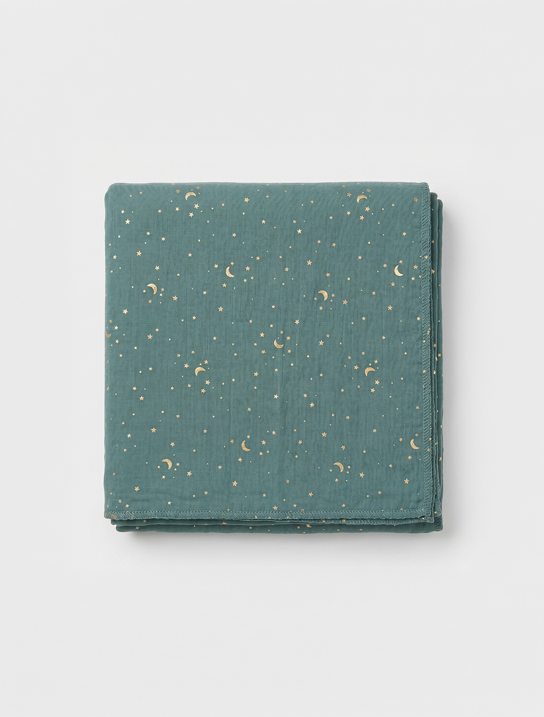 Dark green star printed muslin swaddle