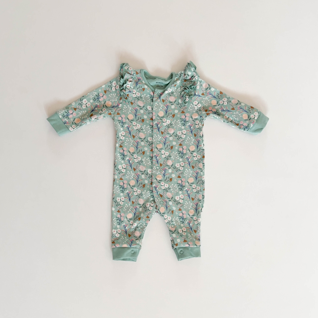 VEGAN FLORAL RUFFLED ROMPER