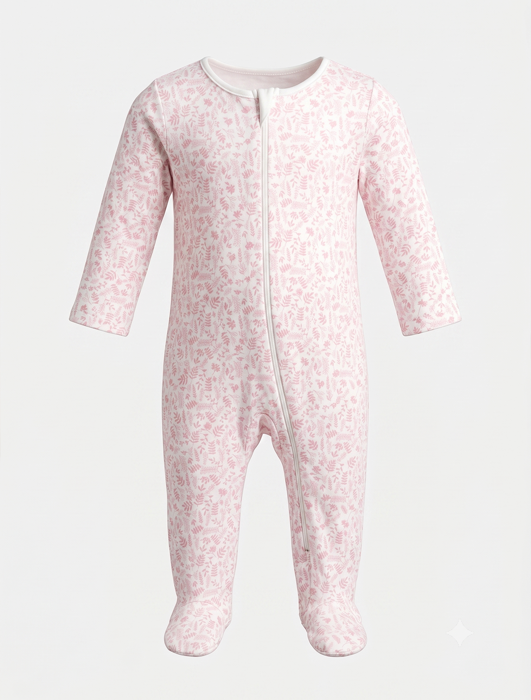 Pink floral zipper sleepsuit
