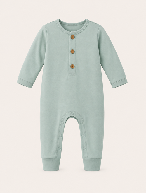 Aqua blue button romper