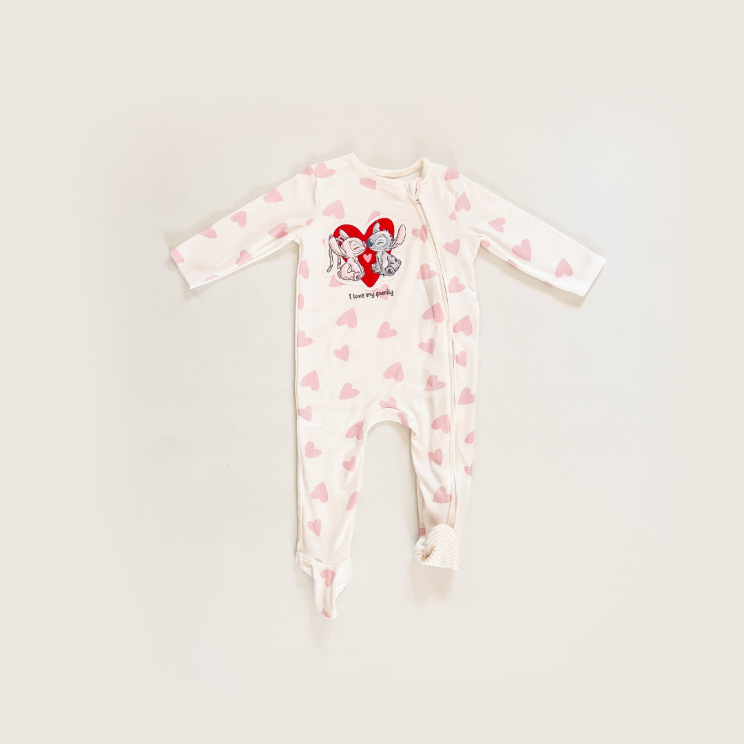 PINK LOVE PRINTED SLEEPSUIT