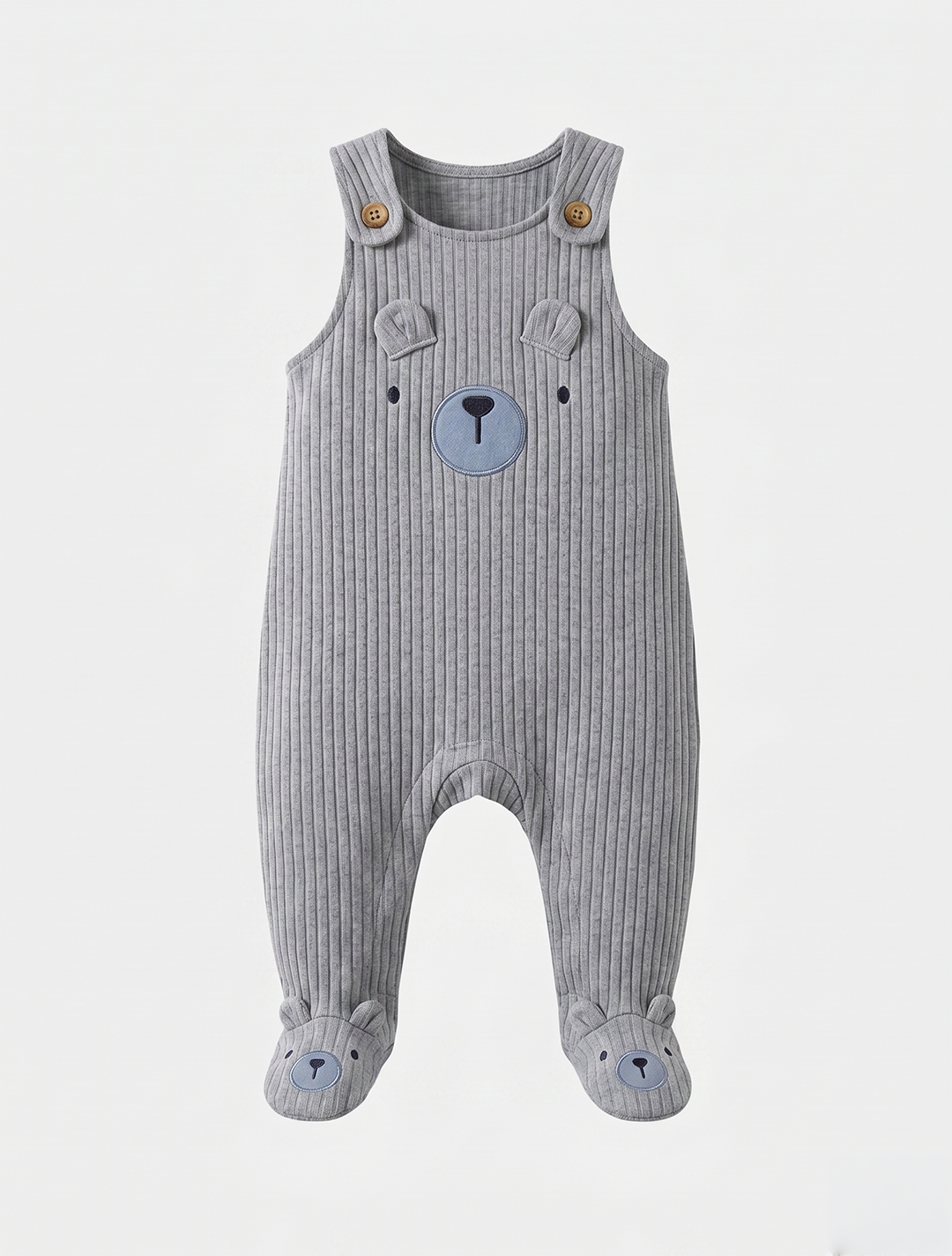 GREY RIBBED SLEEPSUIT