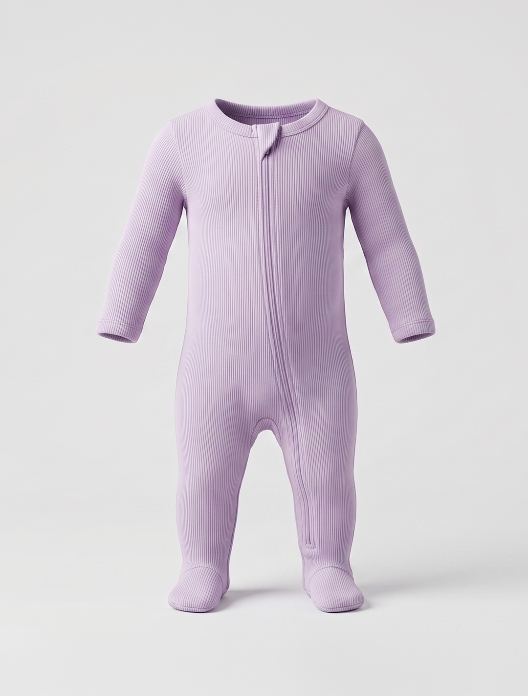 Lavender ribbed zipper sleepsuit