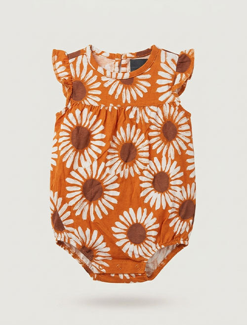 Brown orange floral fancy onesie