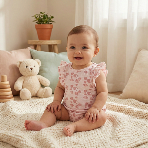 PINK RUFFLED ONESIE