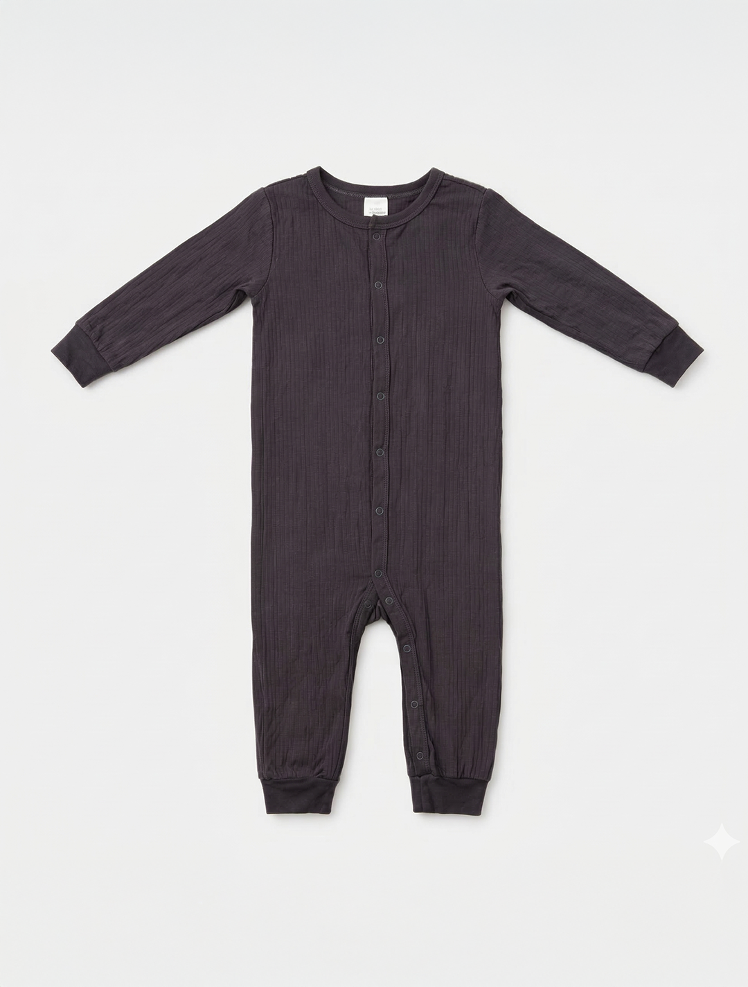 BLACK RIBBED BUTTON ROMPER