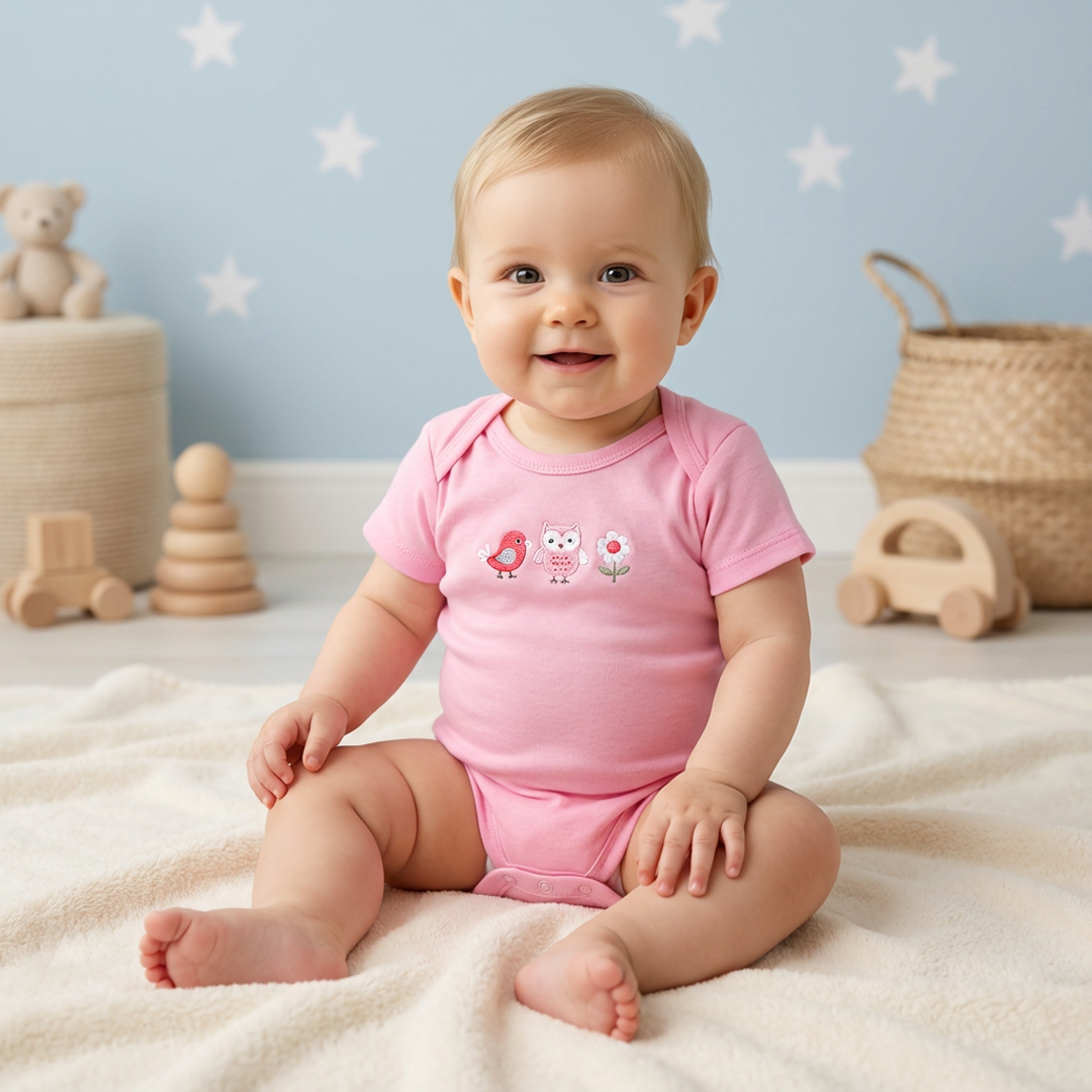 PINK EMBROIDERY ONESIE