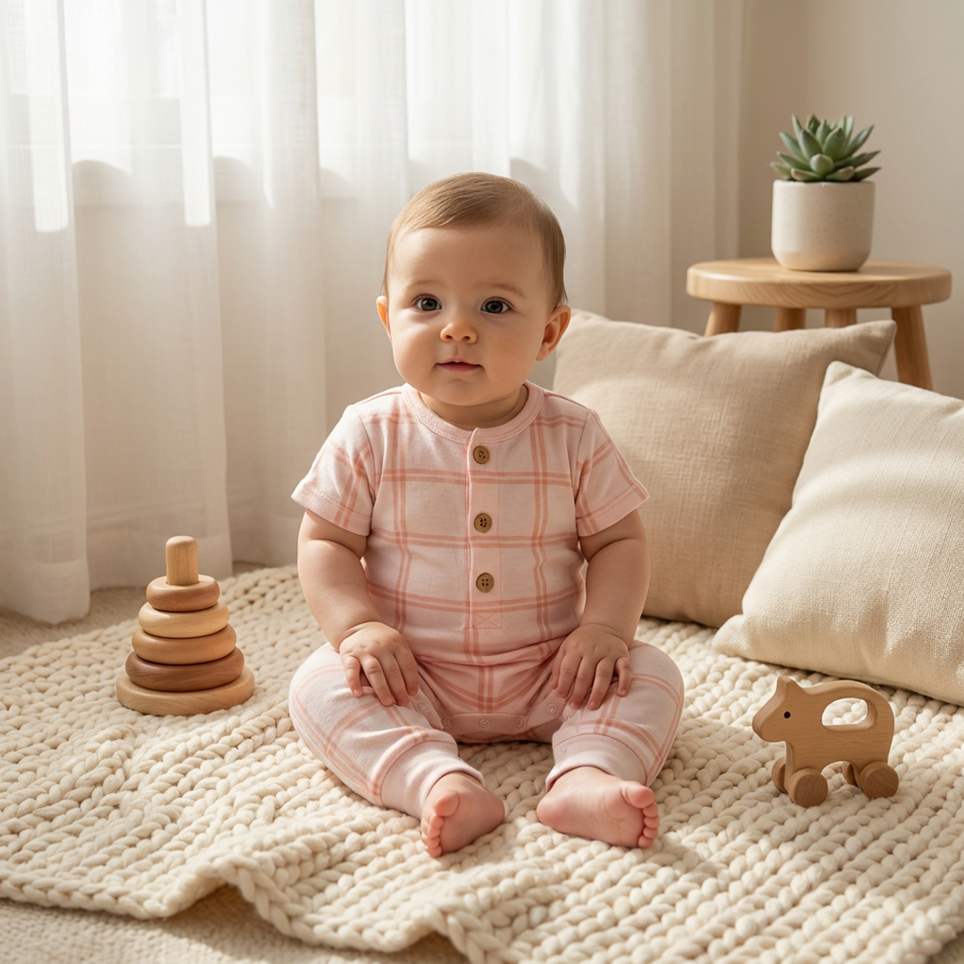PASTEL PINK CHECK ROMPER