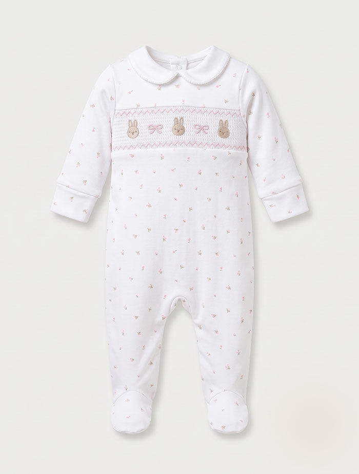 Pink floral bunny sleepsuit